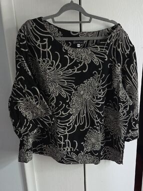 Eastern Serenity Black Floral Top XXL